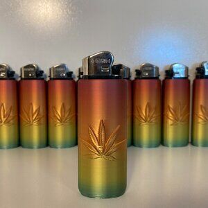 3 Custom Pot Leaf Sleeve with Lighter: CpYG-S4 (Copper Yellow Green Finish)